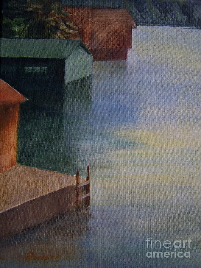 Boathouses Painting by Mary Lynne Powers