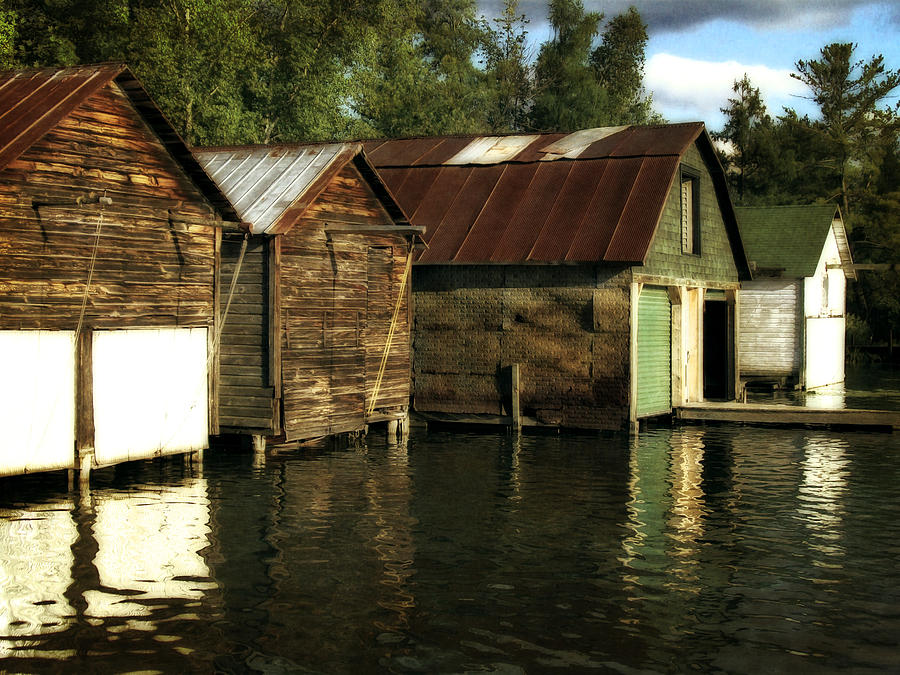 Boathouses on the River Photograph by Michelle Calkins