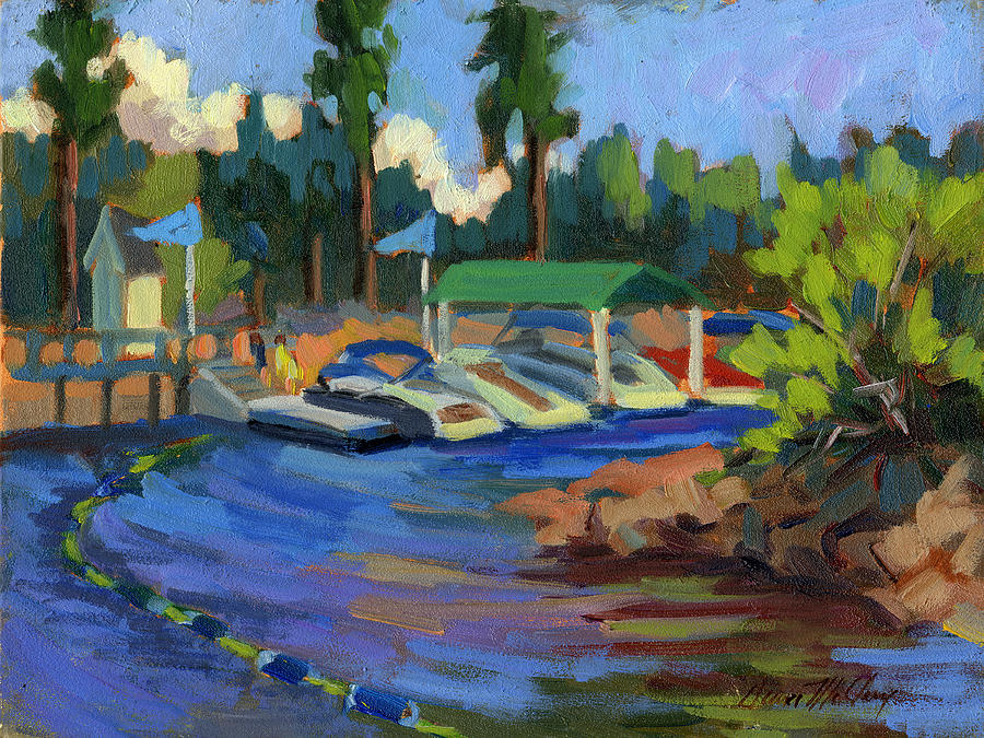 Boating at Lake Arrowhead Painting by Diane McClary