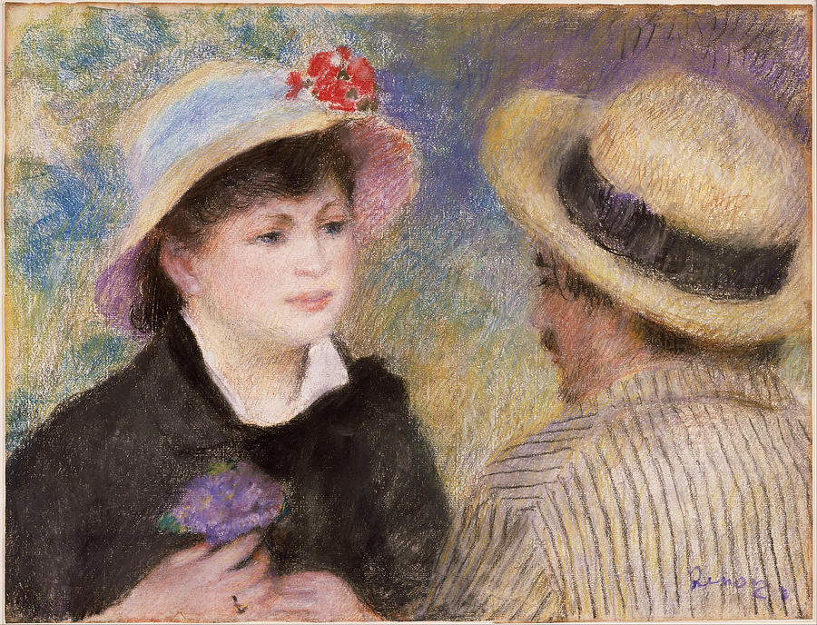 Boating Couple. said to be Aline Charigot and Renoir Painting by Pierre-Auguste Renoir