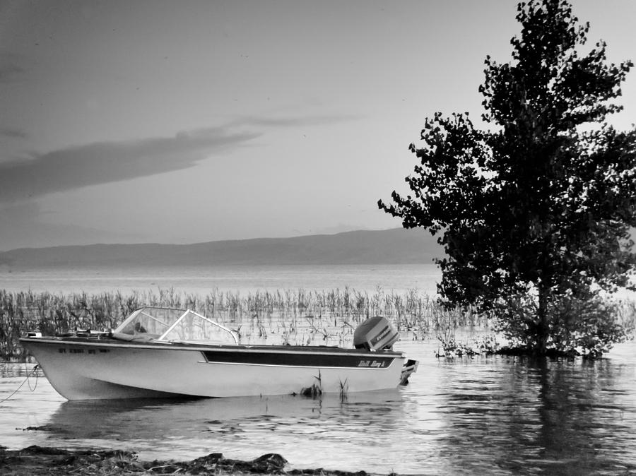 Boating In Black And White Photograph