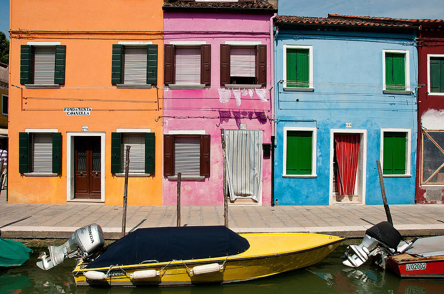 Boats And Colored Houses Burano Italy Photograph by Xavier Cardell