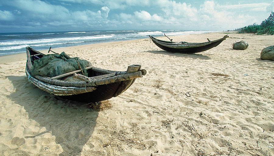 Boats Photograph - Boats at Da Nang Beach by Kim Lessel