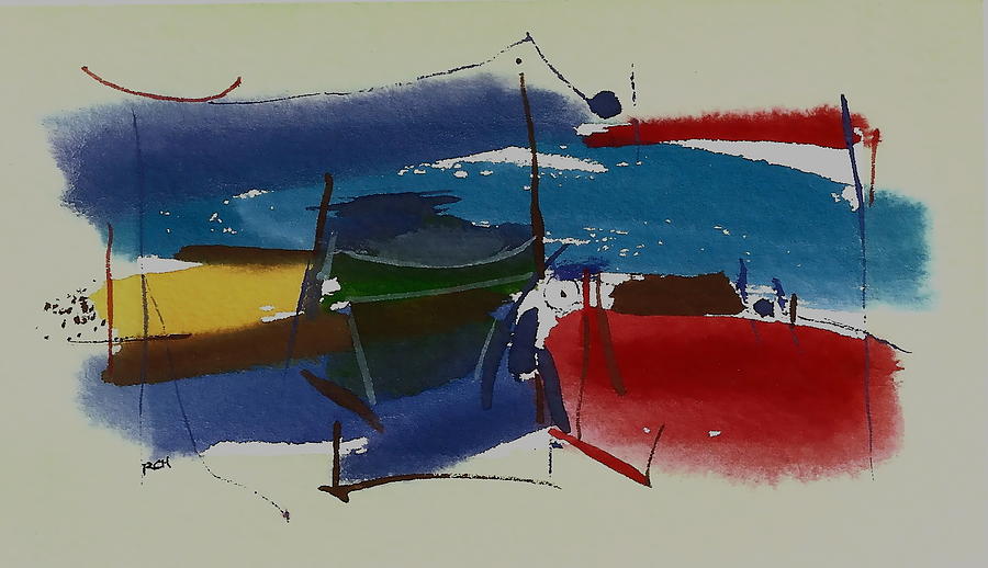 Boats at dock Painting by Richard Hinger