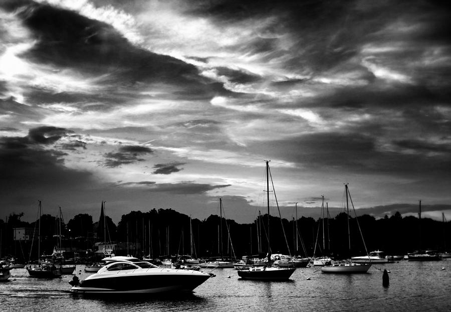 Boats At Dusk Monochrome Photograph by Aurelio Zucco