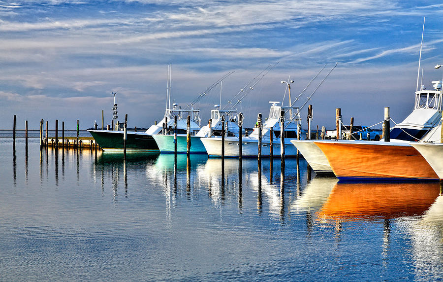Boats at Oregon Inlet Outer Banks I Photograph by Dan Carmichael