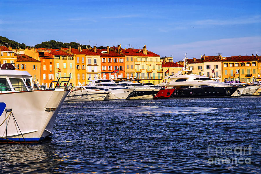 Boat Photograph - Boats at St.Tropez harbor by Elena Elisseeva