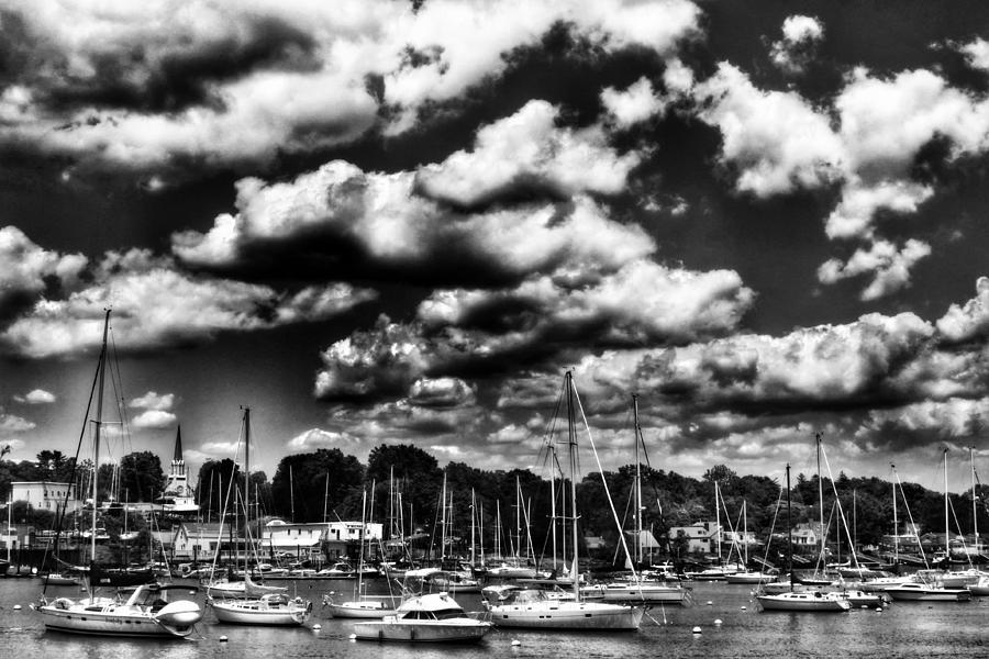Boats Beneath Clouds Monochrome Photograph by Aurelio Zucco