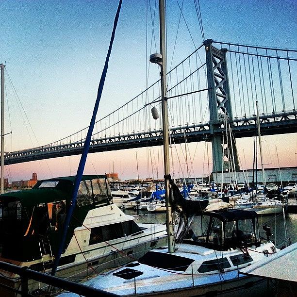 Boat Photograph - #boats #bridge #igers_philly by Philip Grant