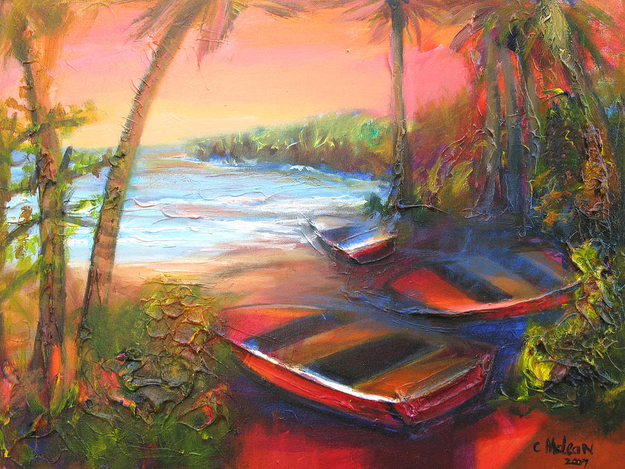 Boats by the Sea Painting by Cynthia McLean
