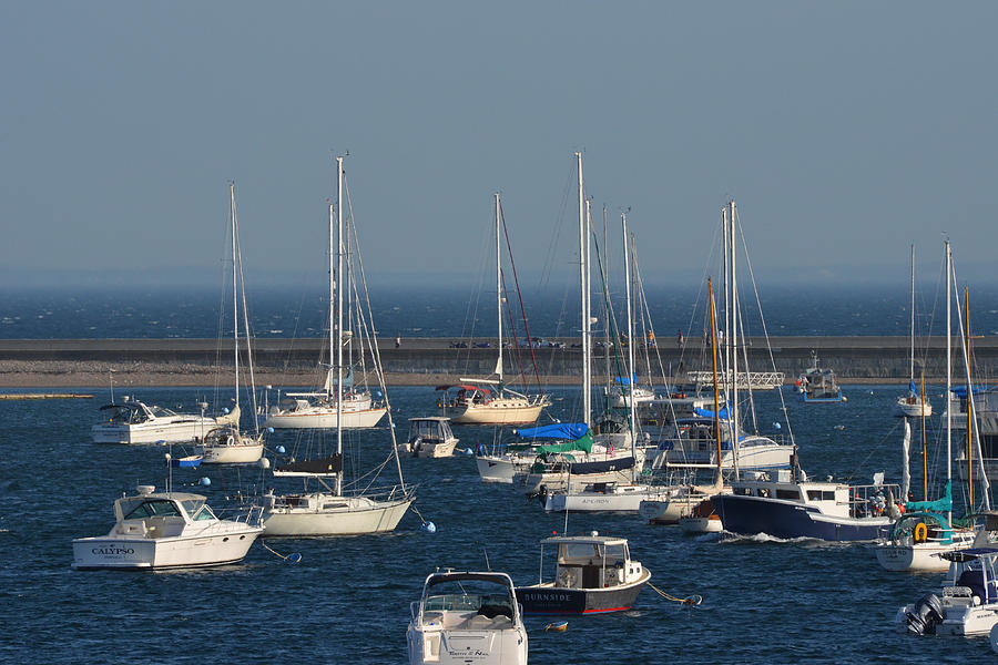 Boats Congregating by the Marblehead Harbor Causeway Photograph by Toby McGuire