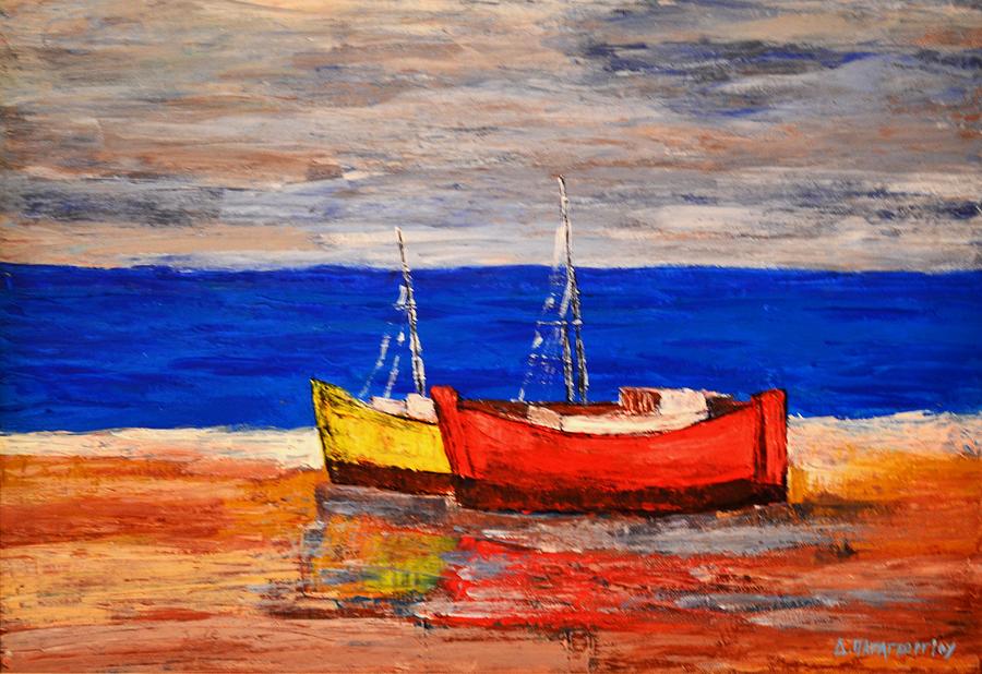 Greek Painting - Boats by Dimitra Papageorgiou