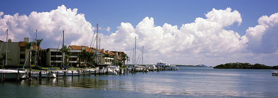 Architecture Photograph - Boats Docked In A Bay, Cabbage Key by Panoramic Images