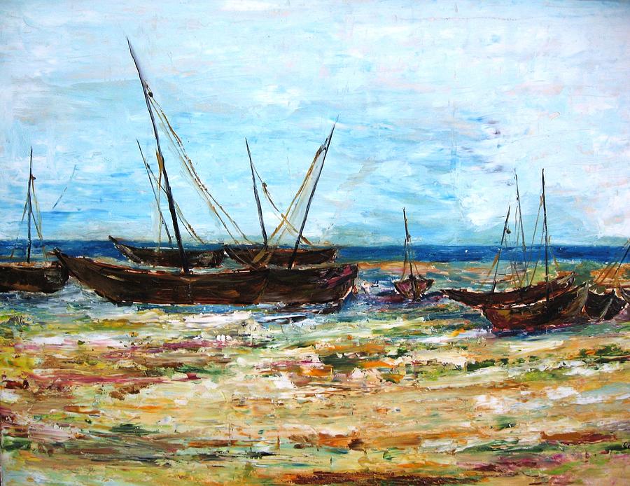 Nature Painting - Boats by Doris Cohen