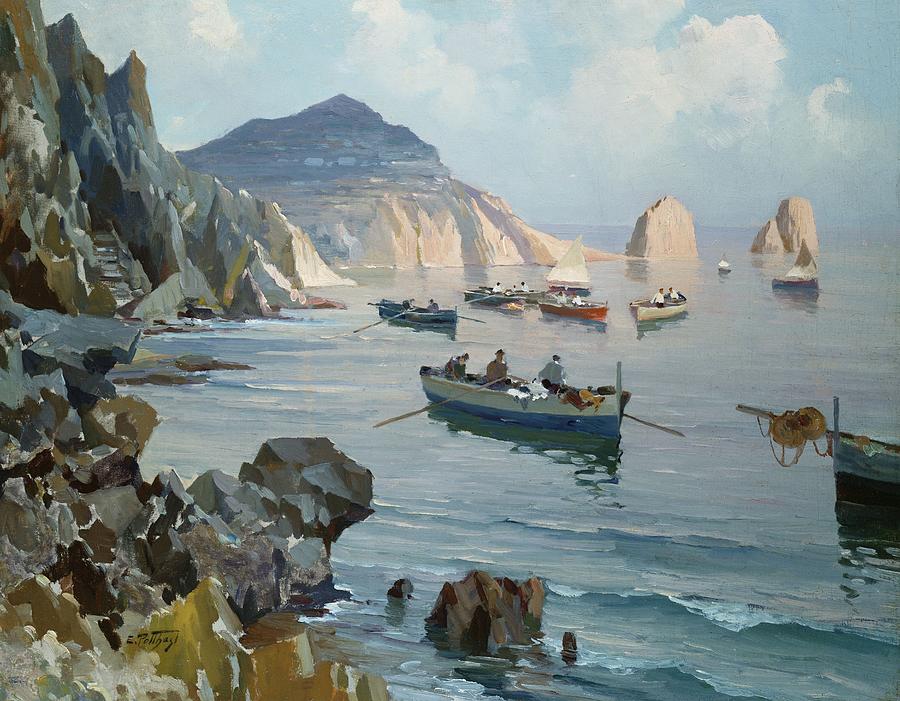 Boat Painting - Boats in a Rocky Cove  by Edward Henry Potthast