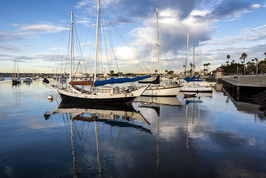 Boats in a Row San Diego Harbor Photograph by Joseph S Giacalone