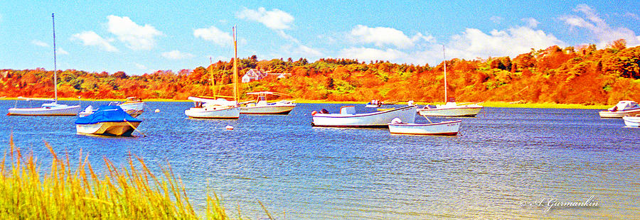 Boats in Cape Cod Bay Massachusetts Digital Art by A Macarthur Gurmankin