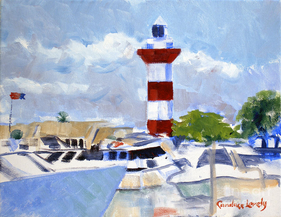 Hilton Head Island Painting - Boats in Harbour Town by Candace Lovely