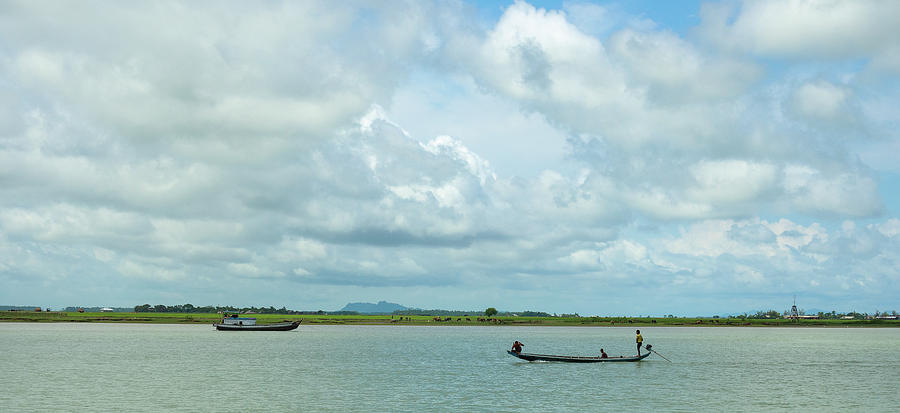 Boats In Kaladan River, Rakhine State Photograph by Panoramic Images