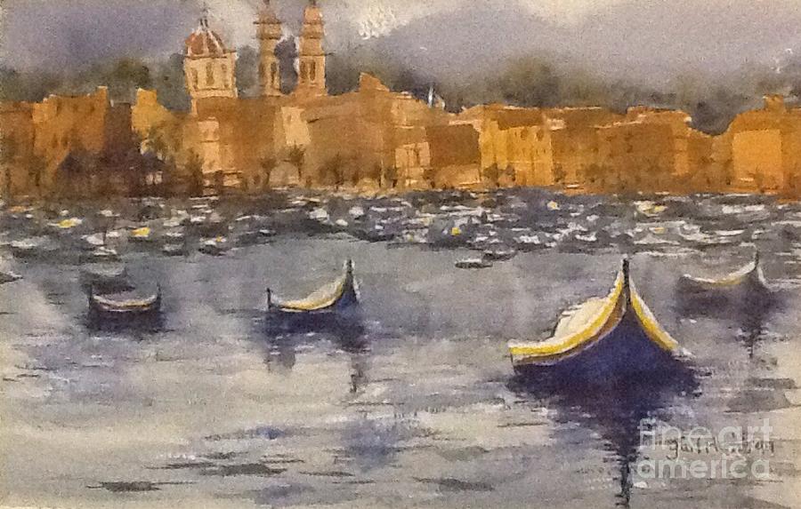 Boat Painting - Boats in Malta by Gail Heffron