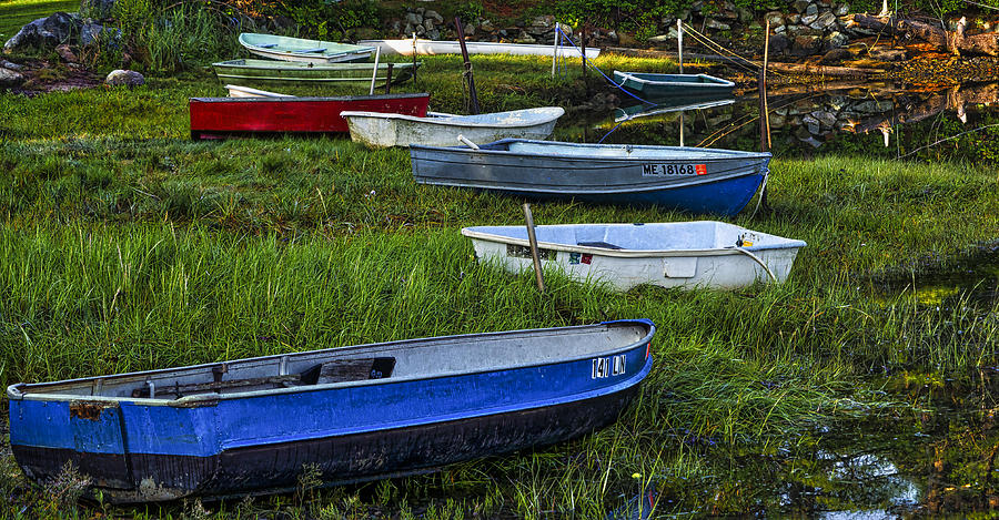 Boats in Marsh - Cape Neddick - MAine Photograph by Steven Ralser
