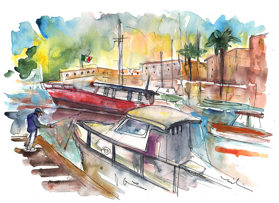 Boats in Palermo 02 Painting by Miki De Goodaboom
