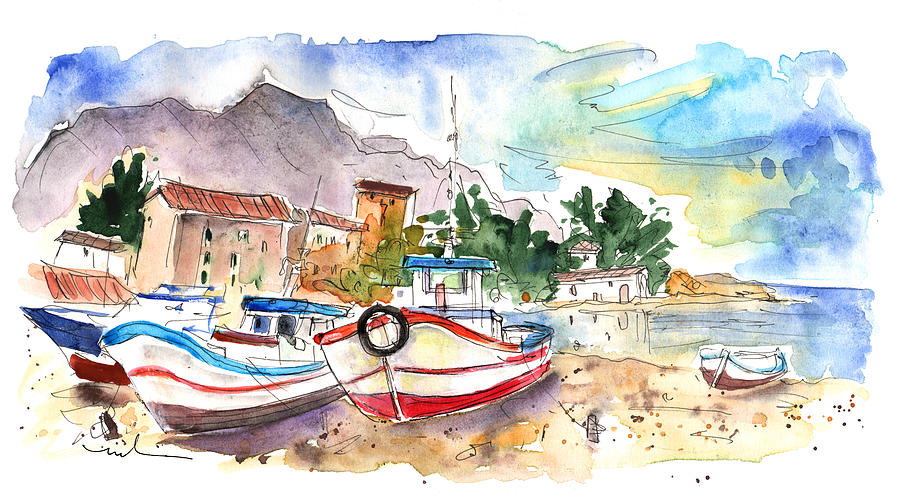 Boats in Porticello 02 Painting by Miki De Goodaboom