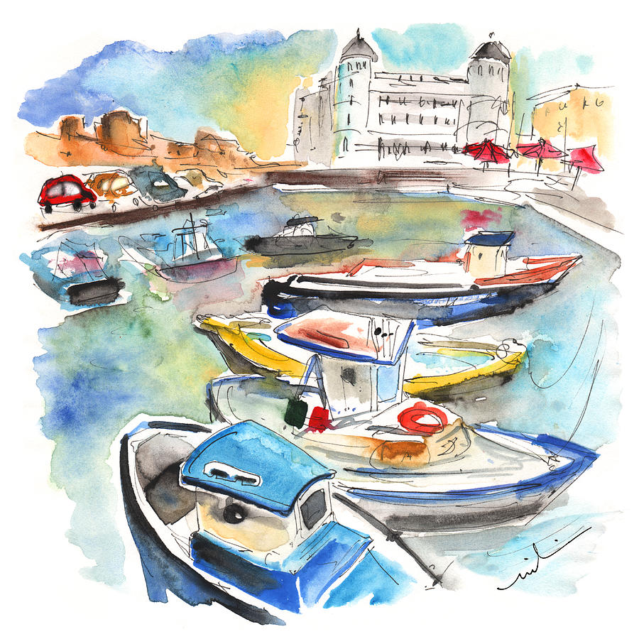 Boats in Siracusa 02 Painting by Miki De Goodaboom