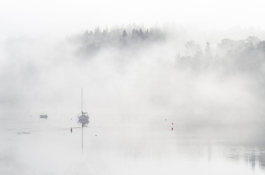 Boats in the Mist 3. Tantallon. Nova Scotia. Photograph by Rob Huntley