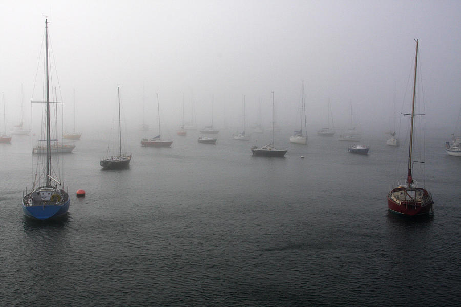 Boats In The Mist Photograph by Aidan Moran