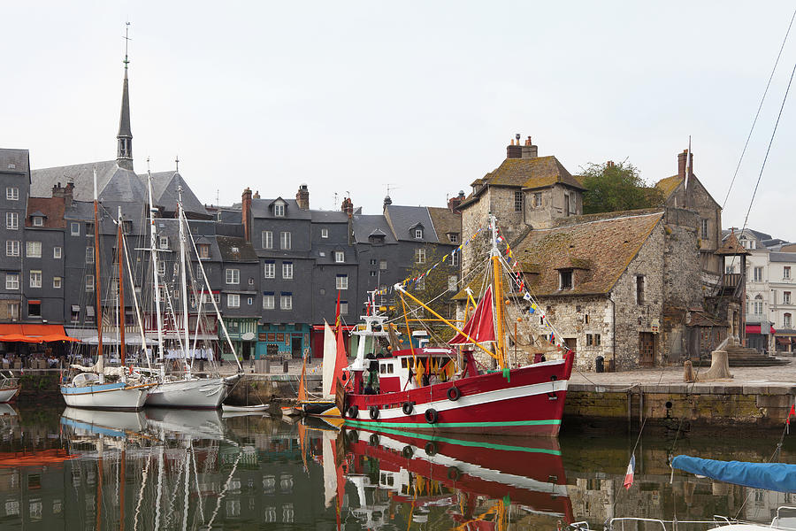 Boats In The Old Port Of Honfleur Photograph by Studio Box