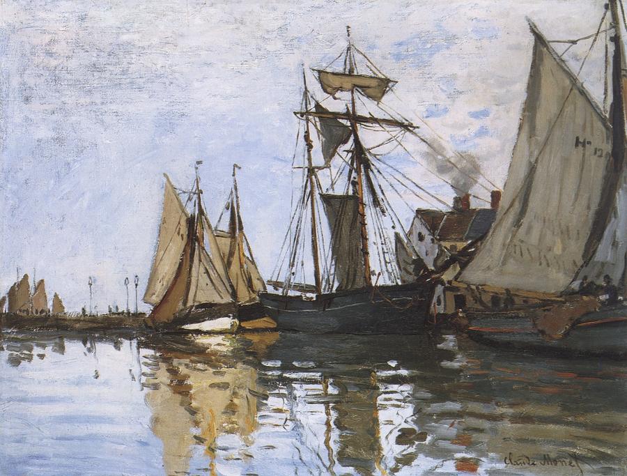 Boats in the Port of Honfleur Painting by Claude Monet - Fine Art America