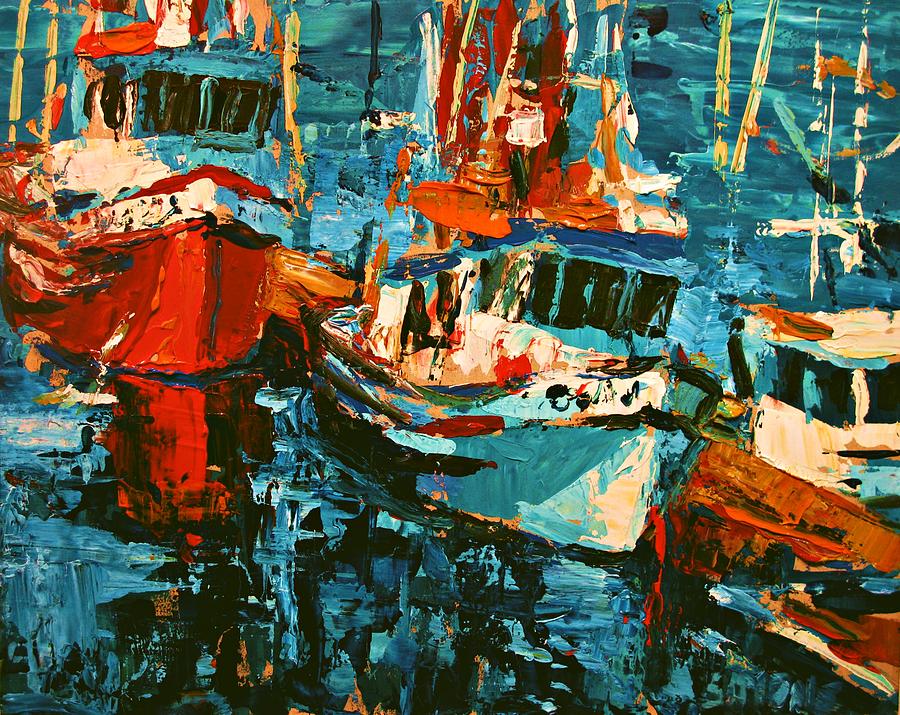 Boats In Turquoise Painting by Brian Simons | Fine Art America