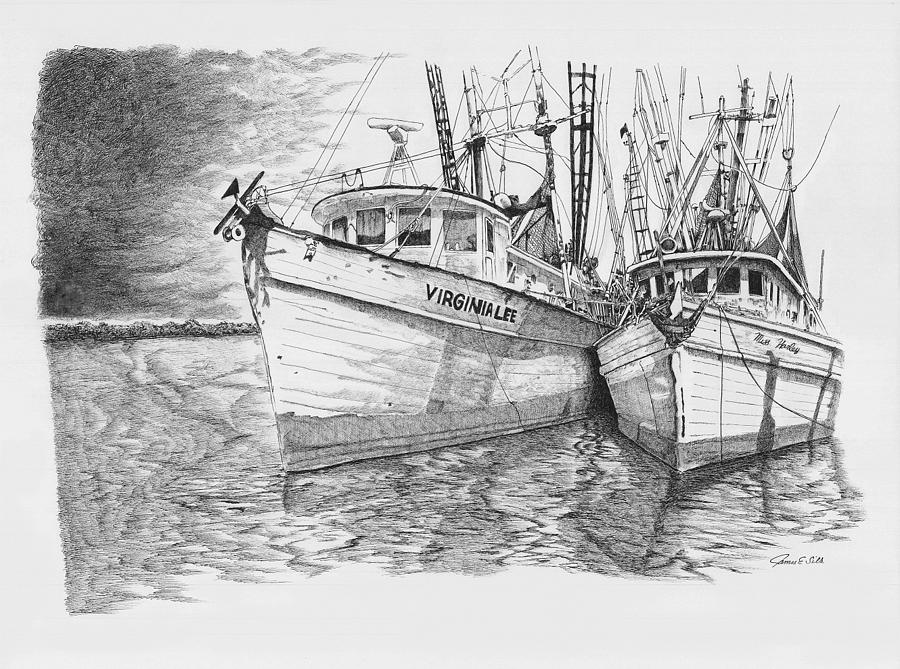 Boat Drawing - Working Boats by James Silk