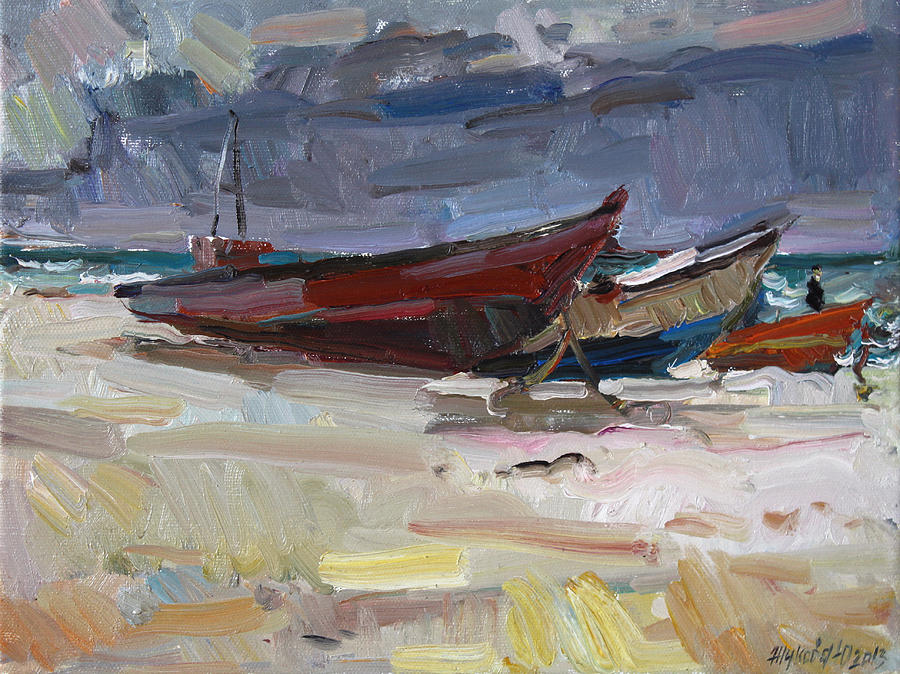 Boats Painting by Juliya Zhukova