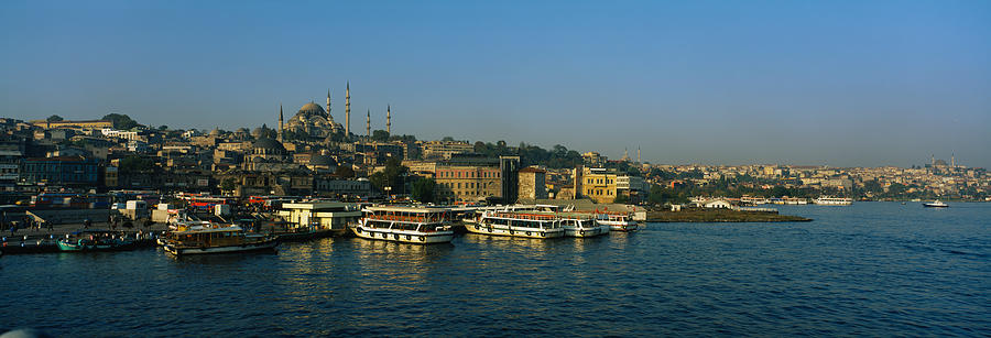 Boats Moored At A Harbor, Istanbul Photograph by Panoramic Images