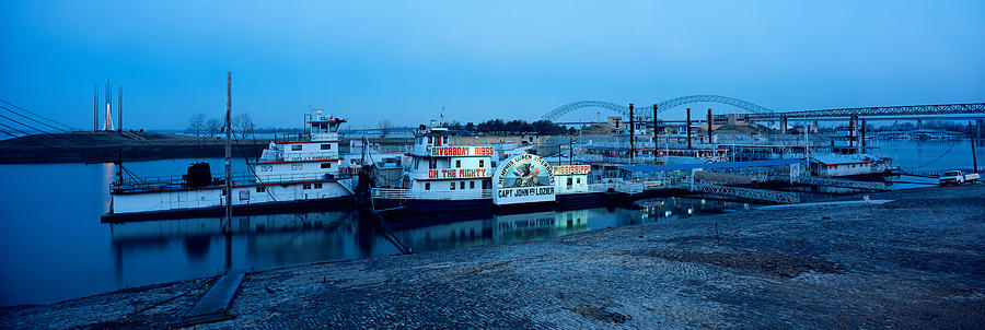 Boats Moored At A Harbor, Memphis Photograph by Panoramic Images
