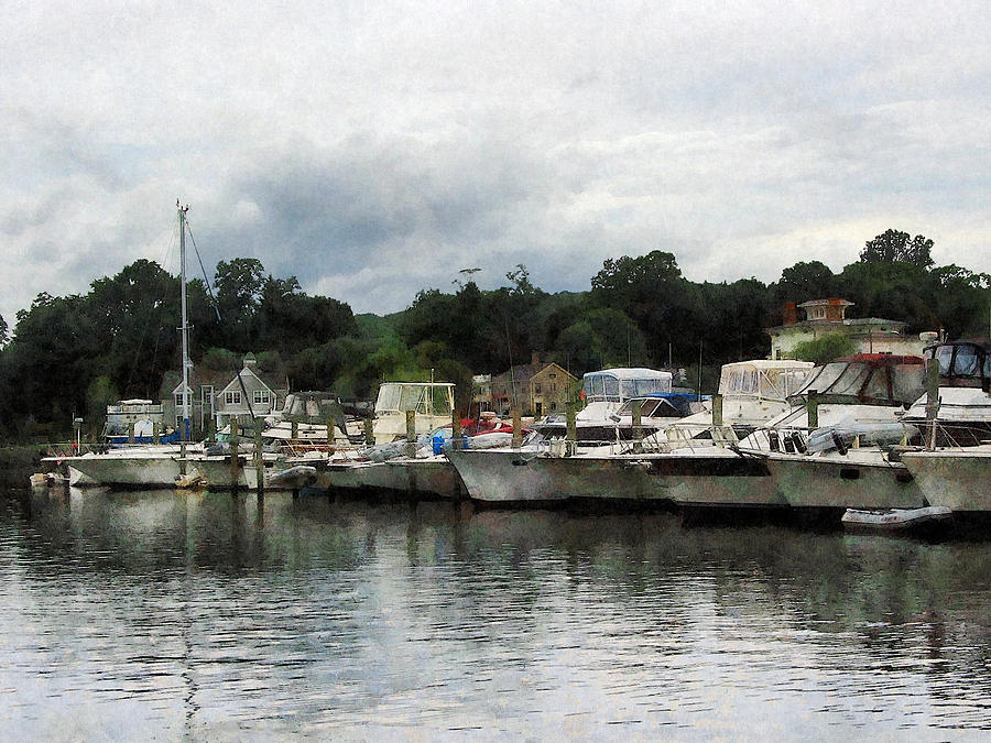 Boat Photograph - Boats on a Cloudy Day Essex CT by Susan Savad