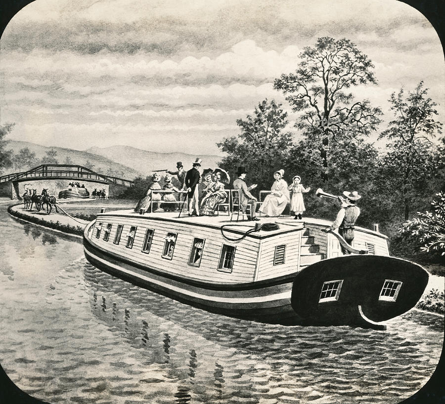 Boats On Erie Canal Photograph By Underwood Archives