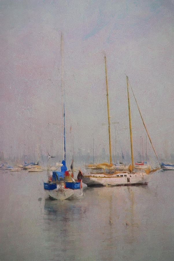 Boats on the Bay Mixed Media by Jean-Pierre Ducondi