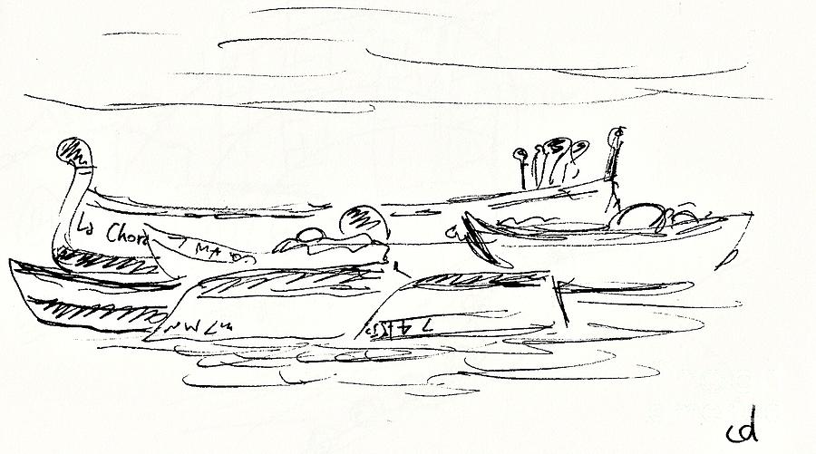 Boats on the beach Carihuela in Torremolinos Drawing by Chani Demuijlder