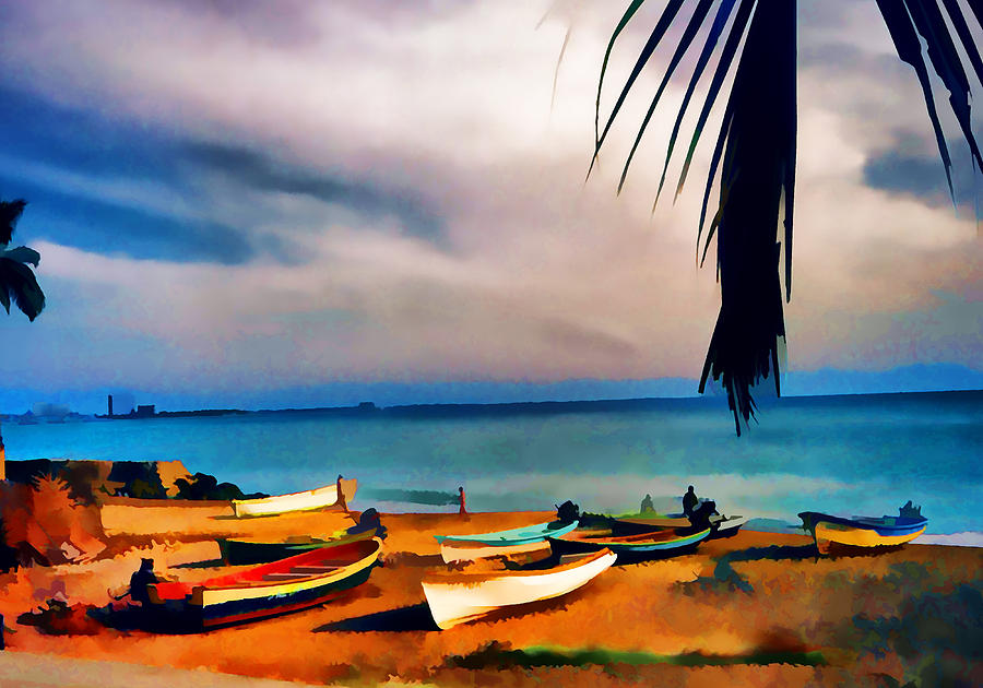 Boat Photograph - Boats on the Beach Digital Art by Cathy Anderson by Cathy Anderson