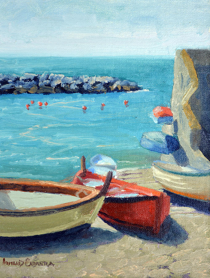 Boat Painting - Boats Riomaggiore by Armand Cabrera