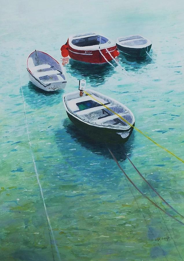 Boats St Ives Cornwall Painting by Nigel Radcliffe