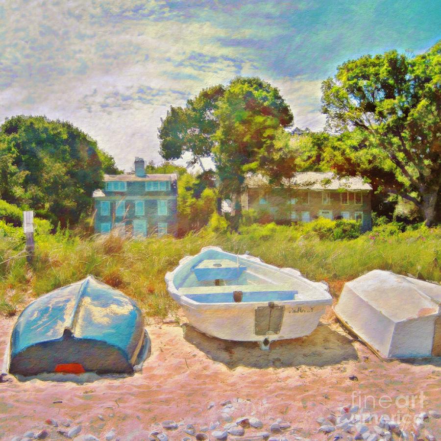 S Boats Up On the Beach - Square Painting by Lyn Voytershark