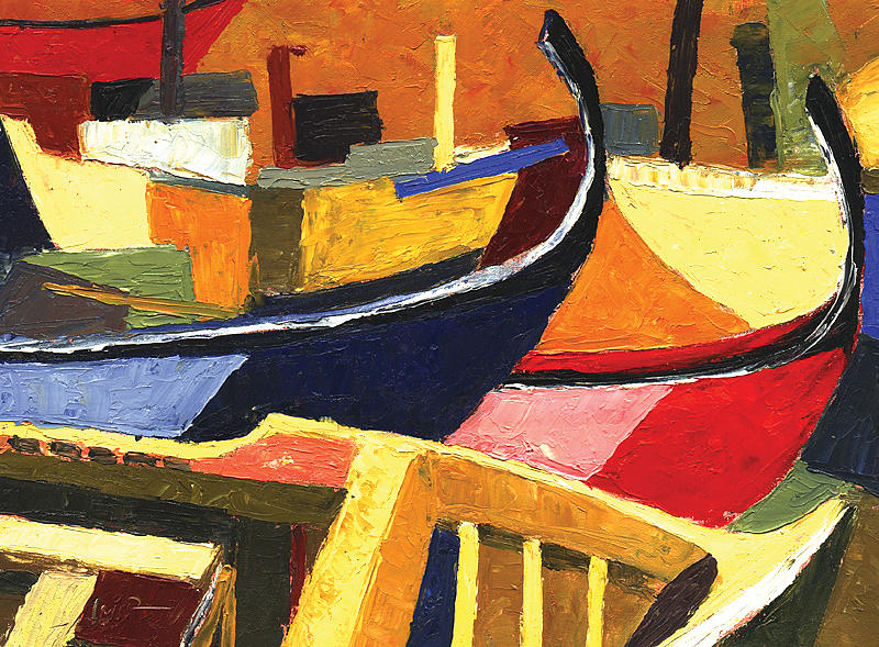 Abstract Painting - Boatyard by Ahmed Amir