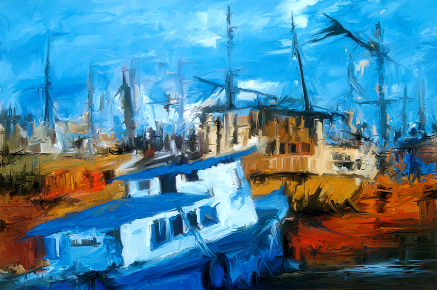 Boatyard Painting by Amir - Fine Art America