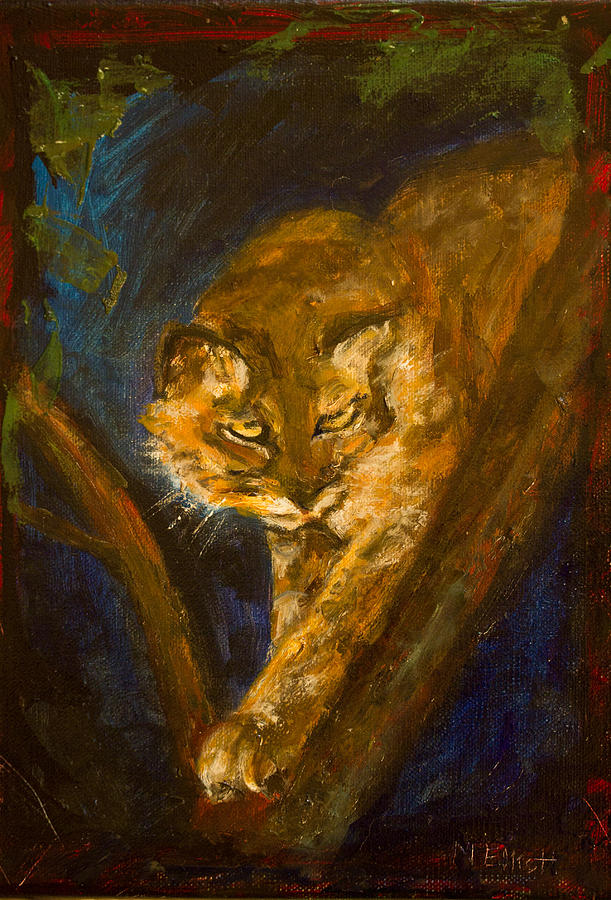 Bob Cat Painting by Margaret Elliott