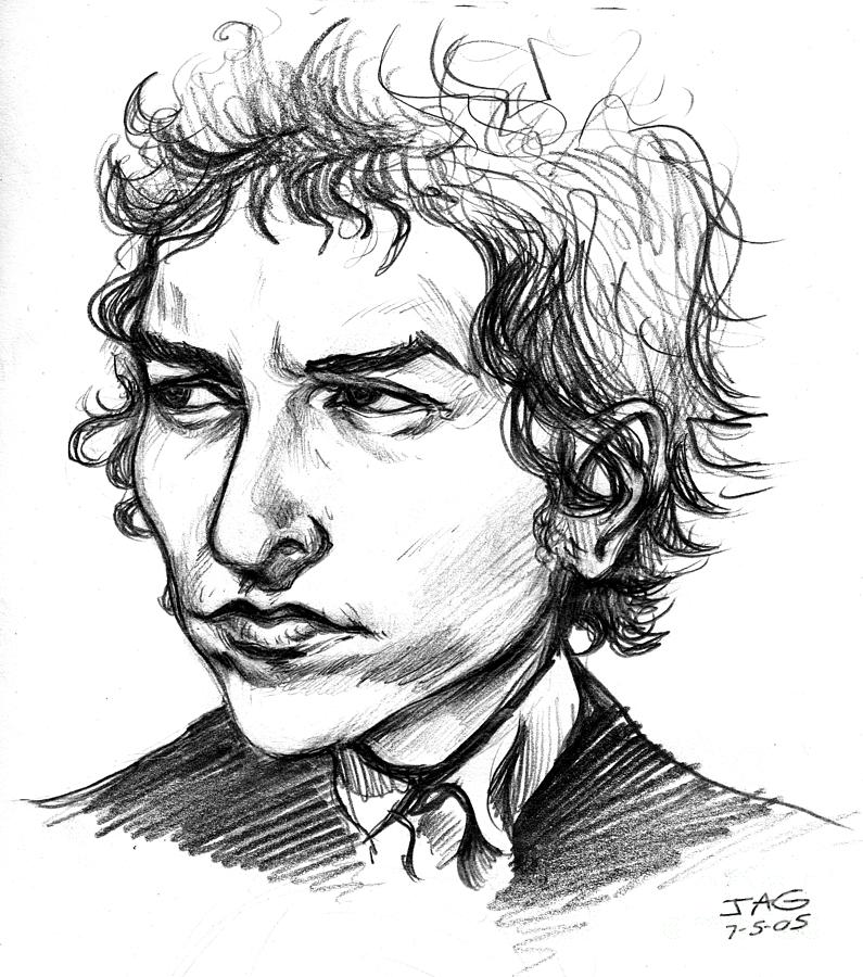 Bob Dylan Drawing - Bob Dylan Sketch Portrait by John Ashton Golden