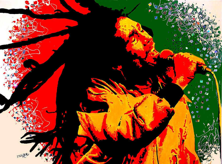 Pop Culture Painting - Bob Marley 36 by Jack Hanzer Susco